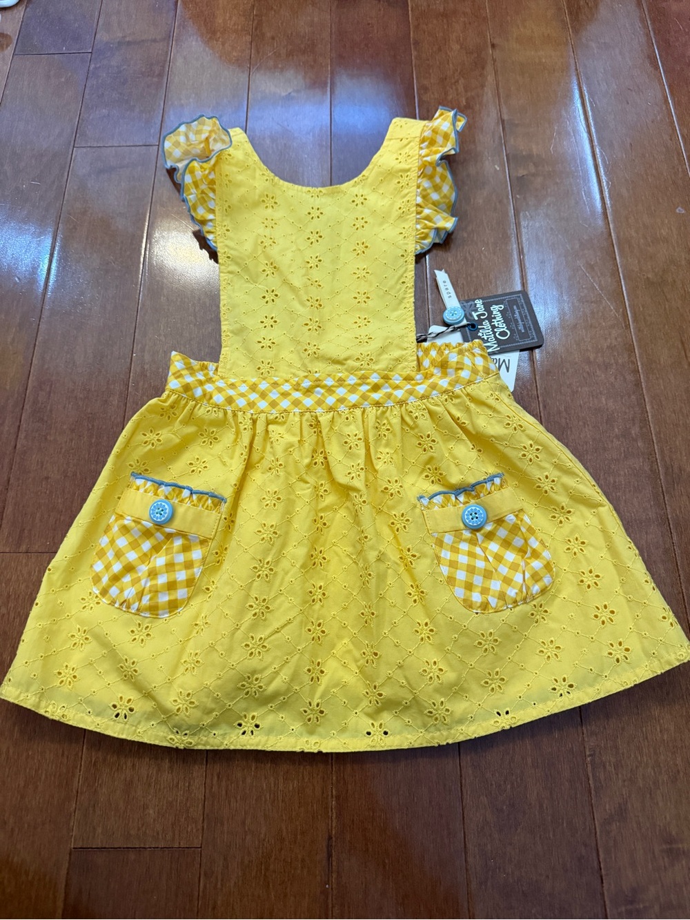Matilda Jane Yellow Eyelet & Gingham Pocket Dress